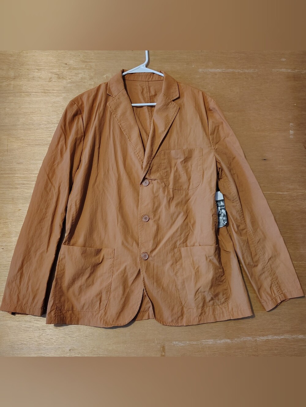Sun &Stone Men's Lightweight Rust Shirt Jacket - Casual Blazer Style Size L